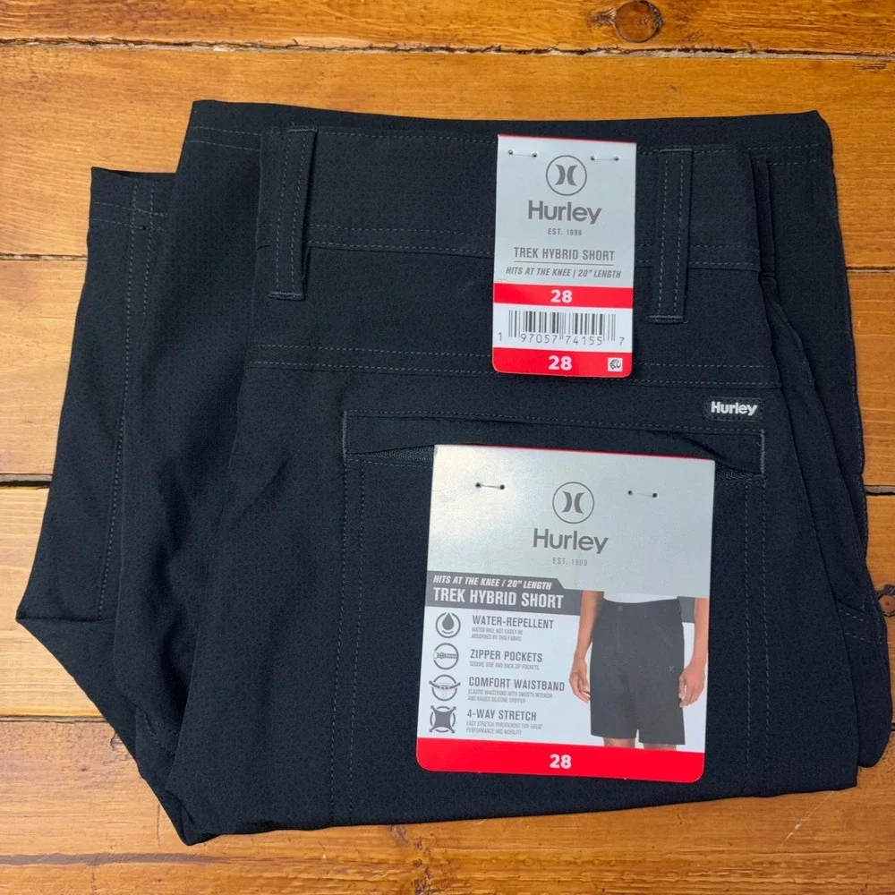 Hurley Trek Hybrid Short Mens‎ 28 Black Water Repellent 4-Way Stretch 10
